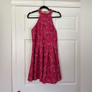 Lulu's Fuchsia Lace Halter Dress for Kids